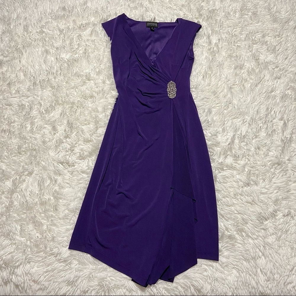 Enfocus Studio Women’s Purple Sheath Dress Size 4 Elegant Classic Office Party